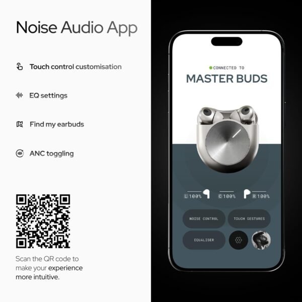 Noise Master Buds, Sound by Bose in-Ear Bluetooth Earbuds, Up to 49dB Adaptive ANC, LHDC 5.0, Immersive Spatial Audio, 44H Playtime with 6 mic ENC, Dual Pairing, IPX5 Ear Buds TWS (Titanium) - Image 3