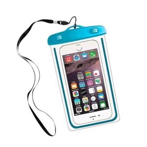 Waterproof Mobile Pouch Cover for Smartphones up to 6.5 inches, Universal Dry Bag Compatible with iPhone, Samsung, Mi, Oppo, Vivo (Blue) (Pack of 1 - Blue)