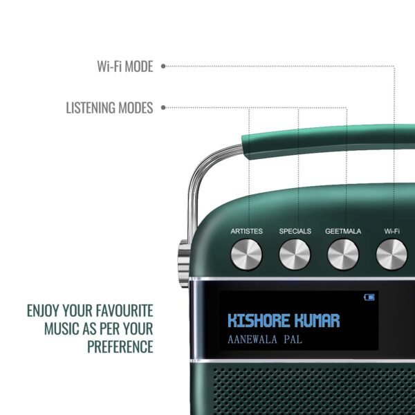 Saregama Carvaan 2.0 Hindi Portable Music Player 5000 Pre-Loaded Songs with Podcast, FM/BT/AUX (Emerald Green) - Image 3